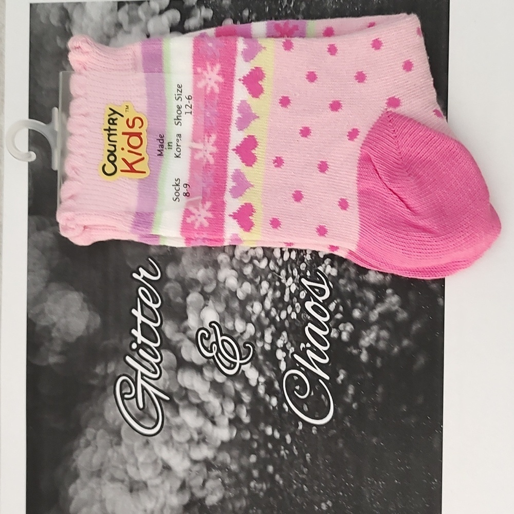 Country Kids Pink Pattern Socks Size 5-10 Yrs